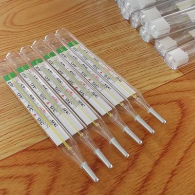 Gepersonaliseerde ondersteuning gele/blauwe glazen thermometer voor het meten van de menselijke lichaamstemperatuur