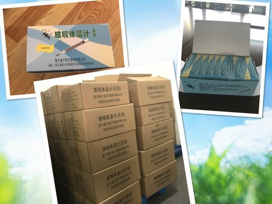kwikvrije orale thermometer van op maat gemaakt ondersteuningsglas met CE-certificering